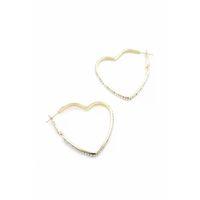 Taşlı Kalp Halka Küpe - Altın