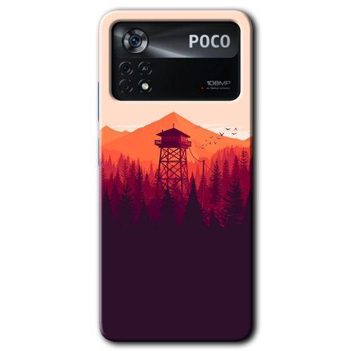 Poco x4 Pro Kılıf HD Desen Baskılı Arka Kapak + Temperli Cam - Gözlem Kulesi