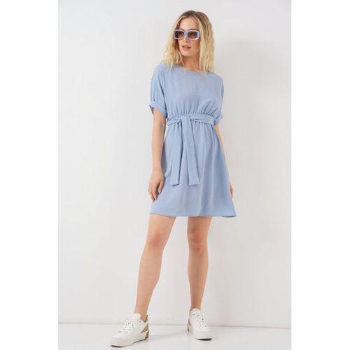 Kısa Kol Mini Ayrobin Elbise 2572 - Mavi