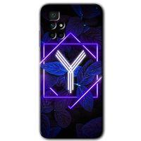 Redmi 10 Kılıf HD Desen Baskılı Arka Kapak - Dark Neon Yaprak Y Harfi
