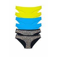 6 Adet Likralı Kadın Slip Külot Leopar Sarı Mavi