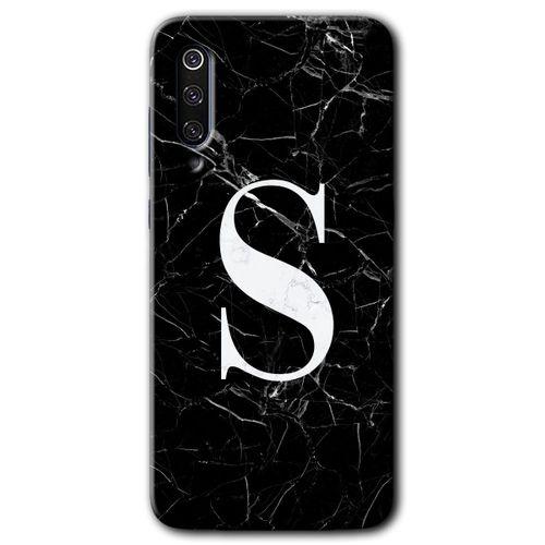 Potkal Hediye Fabrikası Xiaomi Mi 9 SE Kılıf HD Desen Baskılı Arka Kapak - Siyah Mermer Desenli S Harfi