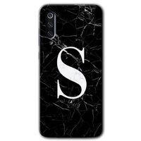 Potkal Hediye Fabrikası Xiaomi Mi 9 SE Kılıf HD Desen Baskılı Arka Kapak - Siyah Mermer Desenli S Harfi