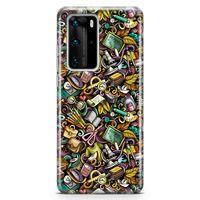 Huawei P40 Pro Kılıf Canım Öğretmenim Doodle Arka Kapak Koruma Desenli Full Koruyucu