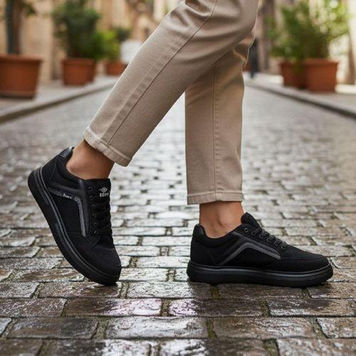 Dakır's 2298 Siyah Fuspetli Hafif Rahat Keten Spor Ayakkabı