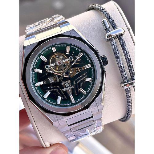 Raymond Çelik Kordon Otomatik Mekanizma 2 Yıl Garantil 5 Atm Erkek Kol Saati+Bileklik RMD.11