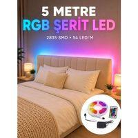 2835 Rgb Şerit Led 5 Metre 54 Led/m Uzaktan Kumandalı Renkli Dekorasyon Işığı