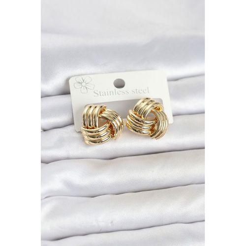 316L Çelik Gold Renk Sarmal Model Kadın Küpe