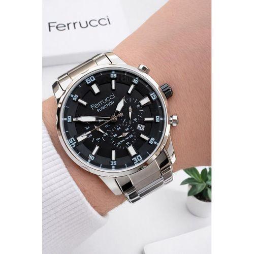 Ferrucci İç Fonksiyonları Aktif 30mt Suya Dayanıklı Çelik Kordon + Bileklik Hediyeli Erkek Kol Saati VS.BLKT.0958