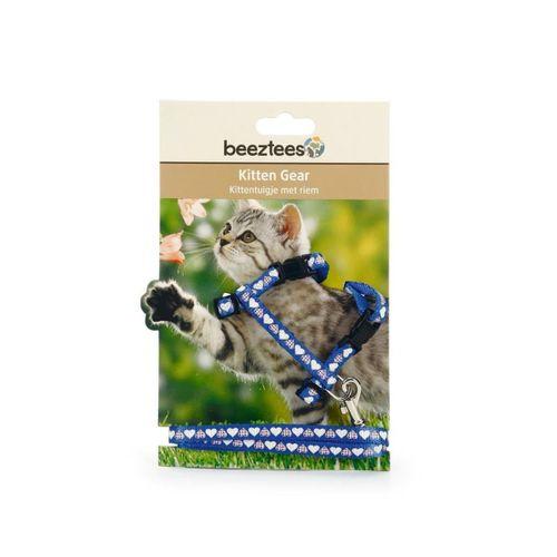 Beeztees Yavru Kedi Göğüs Tasması ve Gezdirme Kayışı 120cm, Mavi, 16-25cm Boyun, 23-36cm Göğüs
