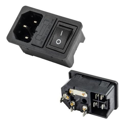 PowerMaster IC-214A C14 Power Soket Erkek Anahtarlı+Fuseli Kulaksız UL Sertifikalı