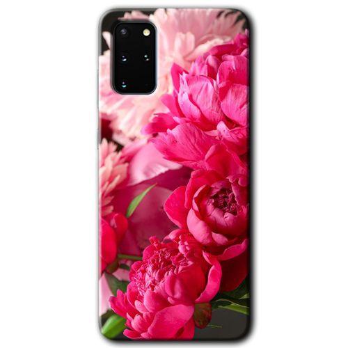 Samsung Galaxy S20 Plus HD Baskılı Kılıf + 9D Tam Ekran Koruyucu - Kırmızı Beyaz Gül