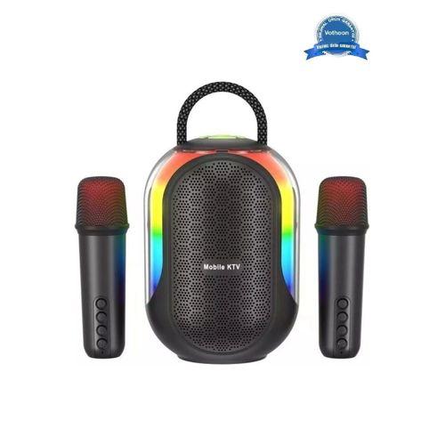 Bluetooth Çift Mikrofonlu Kablosuz Karaoke Rgb Işıklı Yüksek Sesli Müzik 4 Ses Degıstırme