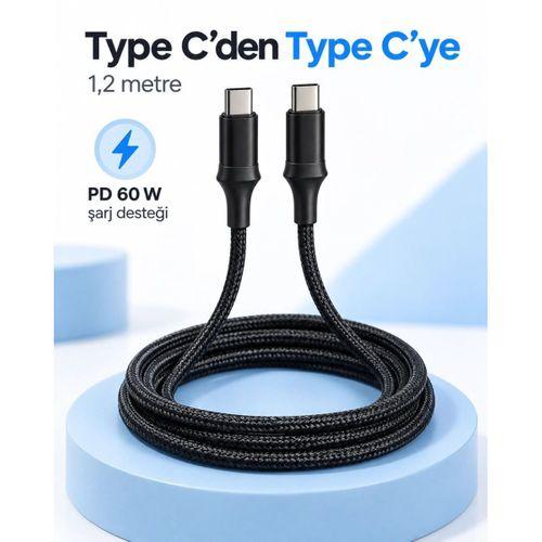 Type C To Type C Led Işıklı Şarj Kablosu 1,2 Metre
