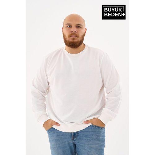 Erkek Büyük Beden Bisiklet Yaka ince Sweatshirt SPR24BSW56