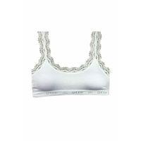 Dantel Nakış İşlemeli Pedli Bambu Kadın Büstiyer Beyaz