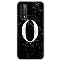 Huawei P Smart 2021 Kılıf HD Desen Baskılı Arka Kapak - Siyah Mermer Desenli O Harfi