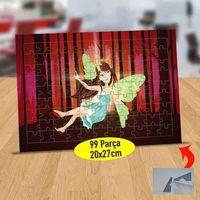Yeşil Kanatlı Sevimli Peri Kızı 99 Parça Puzzle Yapboz Tablo-11f