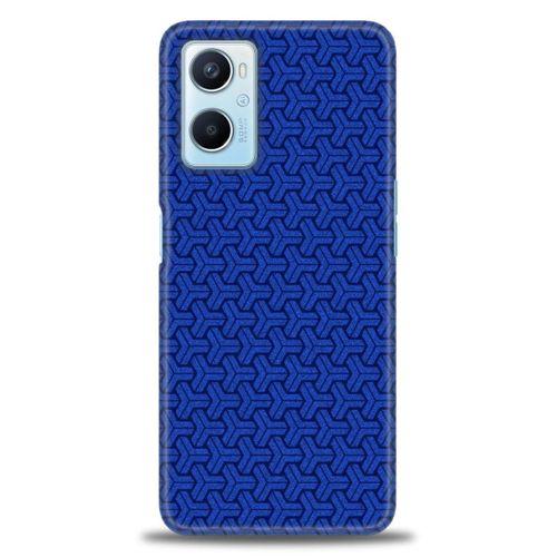 Oppo A96 4G Kılıf HD Baskılı Kılıf - Mavi Örüntü + Tam Ekran Koruyucu