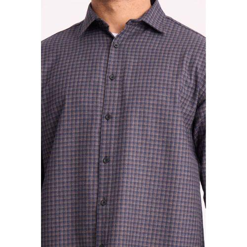 Jonas Ekose Küçük Kareli Relaxed Fit %100 Pamuklu Flanel Kumaş Erkek Gömlek - Kahve