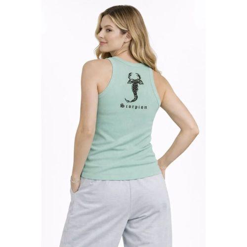 Fitilli Atlet Sıfır Yaka Slim Fit Arka Baskılı Spor Atlet - Mint Yeşili