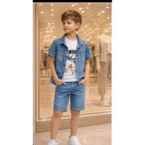 5/12 Yaş Kot(denim) Kumaş Tişörtlü Çocuk Takımı