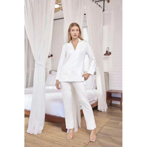 Uzun Kollu Önü Düğmeli Gömlek Yaka Pijama Takımı