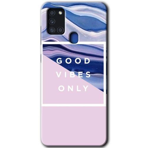Samsung Galaxy A21s Kılıf Baskılı Kapak - Good Vibes +Tam Ekran Koruyucu