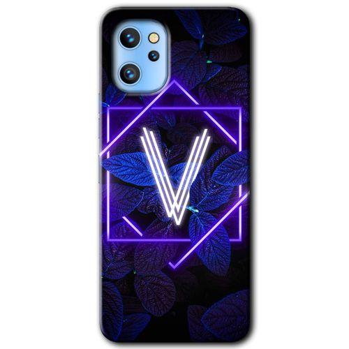 Reeder S19 Max Pro Kılıf HD Desen Baskılı Arka Kapak - Dark Neon Yaprak V Harfi
