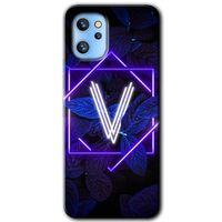 Reeder S19 Max Pro Kılıf HD Desen Baskılı Arka Kapak - Dark Neon Yaprak V Harfi