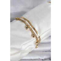 316L Çelik Gold Renk Dorika ve İtalyan Zincirli Model Kadın Bileklik