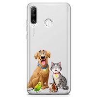 Huawei P30 Lite 2020 Kılıf Gülen Patiler Arka Kapak Koruma Desenli Full Koruyucu