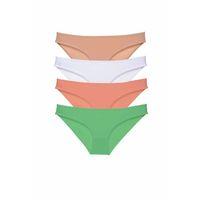 4 adet Süper Eko Set Likralı Kadın Slip Külot Ten Beyaz Pudra Yeşil