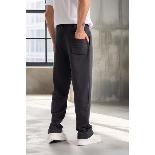 Mendes Baggy Kalıp Diagonal 3 İplik Kumaş Erkek Eşofman Altı Pantolon - Füme