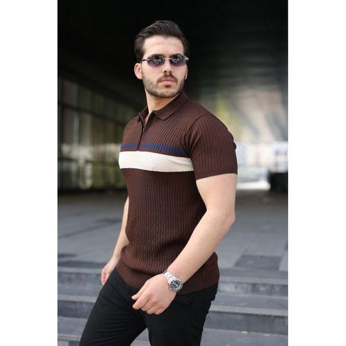 Erkek Örgü Desenli Renkli Kısa Kollu Triko Tişört