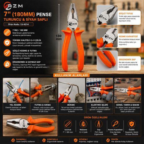 180 mm Cr-V Pense - Turuncu Siyah Saplı