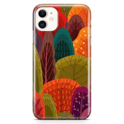 Apple iPhone 11 Kılıf Renkli Orman Arka Kapak Koruma Desenli Full Koruyucu