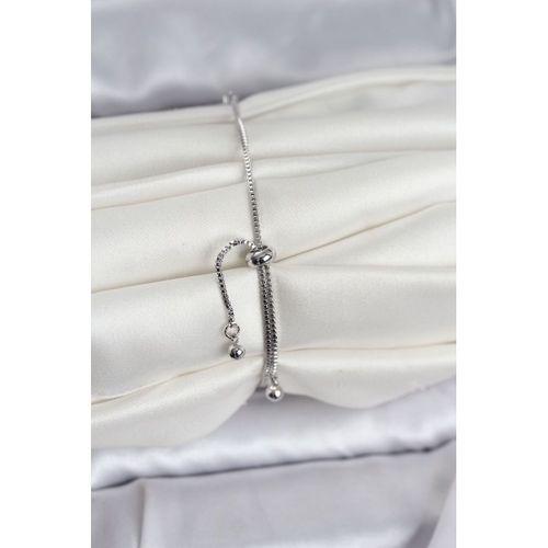 Baget Zirkon Taşlı Çiçek Model Gümüş Renk Asansörlü Kadın Bileklik