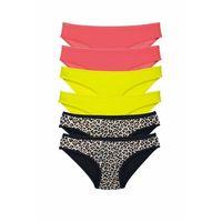 6 Adet Likralı Kadın Slip Külot Leopar Fuşya Sarı