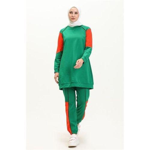 Şimal Paçası Lastikli Pantolonu Garnili İkili Eşofman Spor Takımı - 71083.111 - Benetton Yeşil