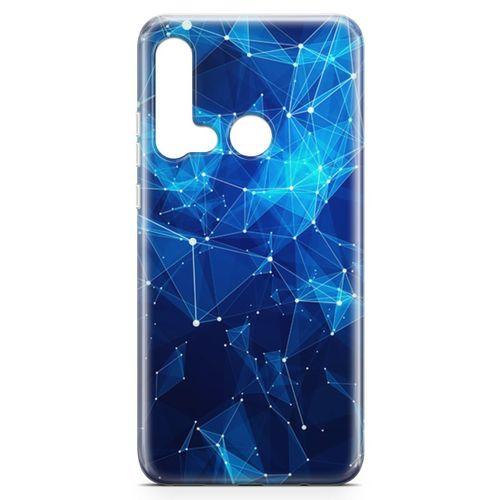 Huawei P20 Lite 2019 Kılıf Mavi Ağ Güvenliği Arka Kapak Koruma Desenli Full Koruyucu