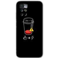 Redmi Note 11 4G Kılıf HD Desen Baskılı Arka Kapak - Coffee Battery + Kırılmaz Cam