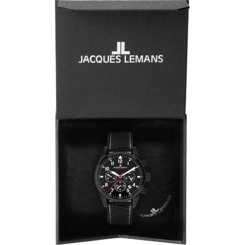Jacques Lemans Sport JL.42-2F Quartz Deri Siyah 10 ATM 42 mm Erkek Kol Saati