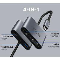 INCA ITPC-06T TYPE-C HUB X4 HDMI 4K@30 Hz+ VGA+ USB 3.0+PD 100W ALUMINYUM KASA ÇOKLAYICI