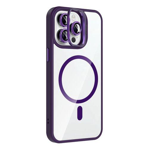 Apple iPhone 14 Pro Max Kılıf Standlı ve Kamera Lens Hediyeli M-Safe Şarj Özellikli Zore Etro Kapak