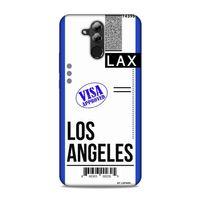 Huawei Mate 20 Lite Kılıf Uçak Bileti Los Angeles Arka Kapak Koruma Desenli Full Koruyucu