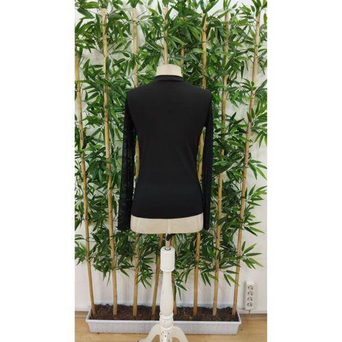 Kadın Uzun Kollu Yarı Balıkçı Yaka Kolları Tüllü Dalgıç Bluz