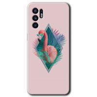 OPPO Oppo Reno 6 Kılıf HD Desen Baskılı Arka Kapak - Flamingo