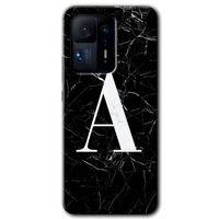 MRCİLETİSİM Xiaomi Mi Mix 4 Kılıf HD Desen Baskılı Arka Kapak+Temperli Cam - Siyah Mermer Desenli A Harfi