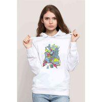 Mtv Baskılı Beyaz Kadın Kapşonlu Sweatshirt